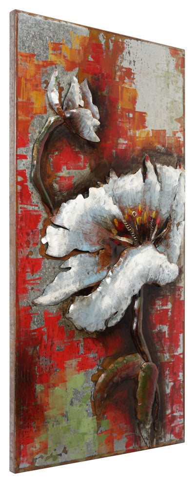 "Garden Rose" Mixed Media Iron Hand Painted Dimensional Wall Art Set of 2