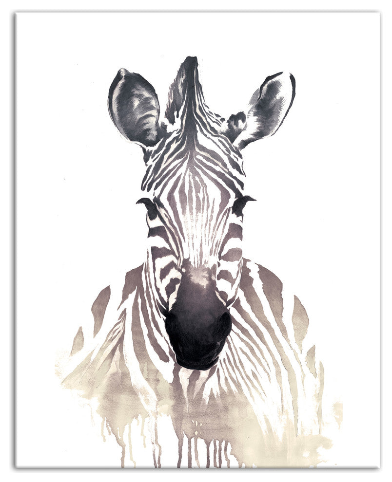 Watercolor Zebra 16x20 Canvas Wall Art