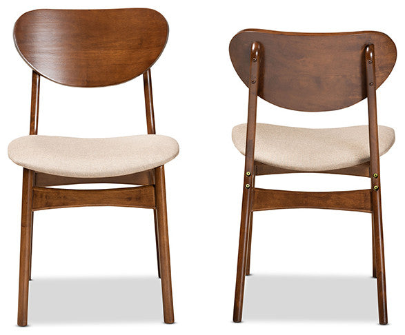 Kobell Mid-Century Modern Sand and Walnut Dining Chair, Set of 2