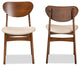 Kobell Mid-Century Modern Sand and Walnut Dining Chair, Set of 2