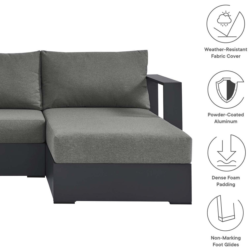 Tahoe Outdoor Patio Powder-Coated Aluminum 3-Piece Right-Facing Chaise Sectional