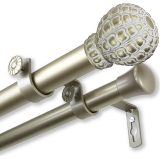 Velia 1" Double Curtain Rod, Light Gold, 48-84"