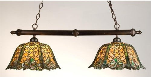 Meyda Lighting 18844 39"L Duffner & Kimberly Shell & Diamond 2 Lt Island Pendant