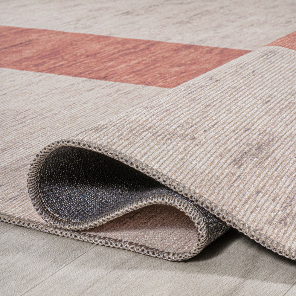 Raita Modern Distressed Stripe Machine-Washable Area Rug, 8x10