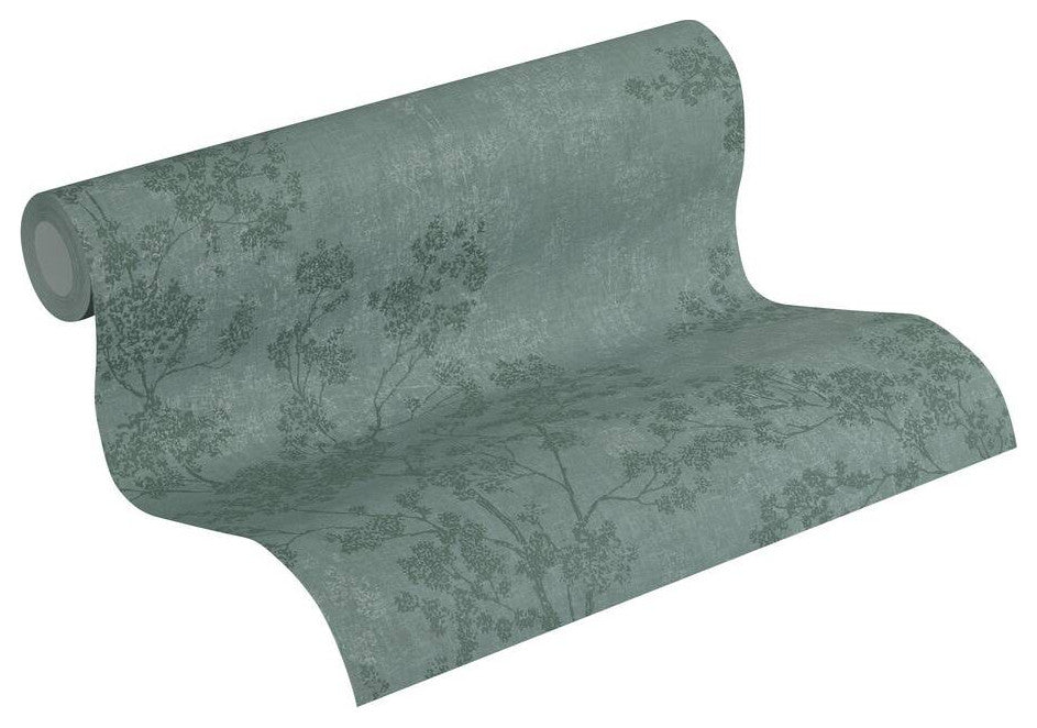 Floral Textured Wallpaper Featuring Branches And Leaves, 373973