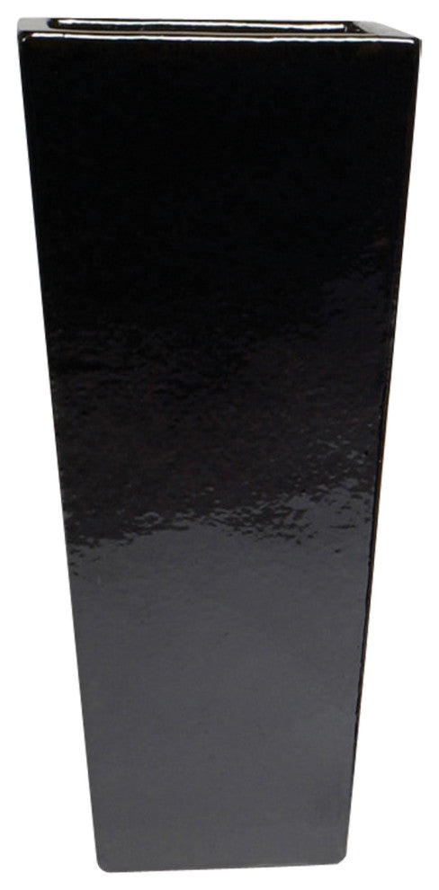 36 In. Tall Black Square Ceramic Pot