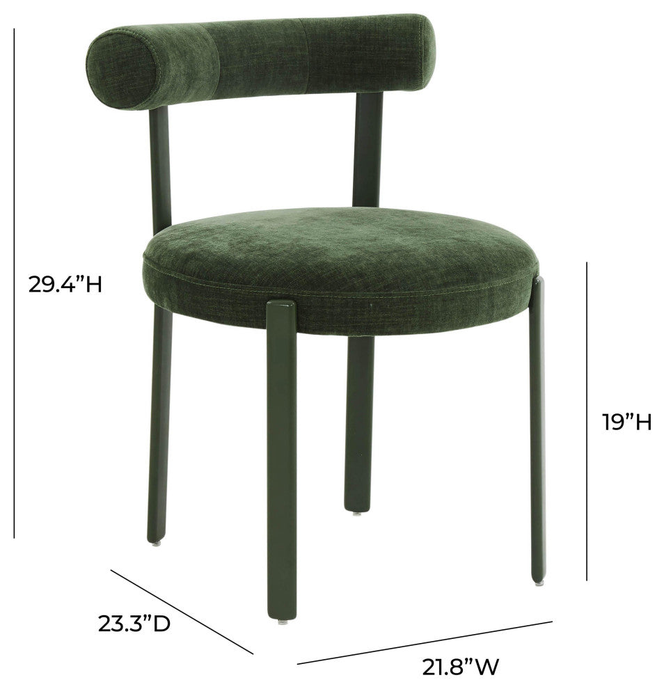 Margaret Forest Green Chenille Bolster Back Dining Chair