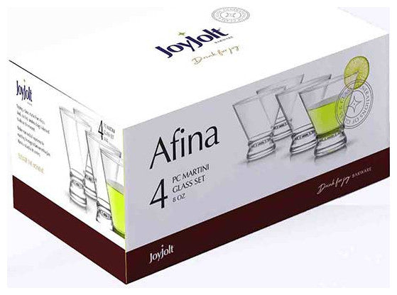 Afina Crystal Stemless Martini Glasses 8 oz, Set of 4