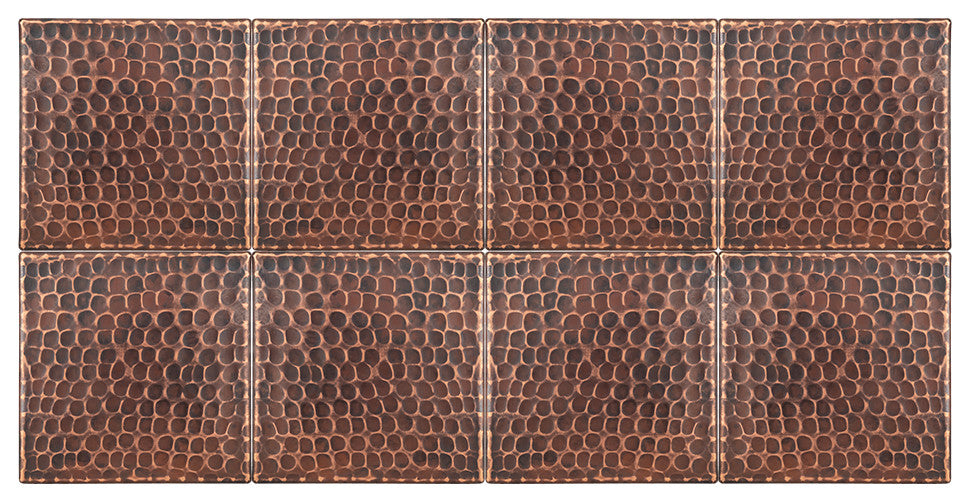 Hammered Copper Tile, 4"x4", Set of 8