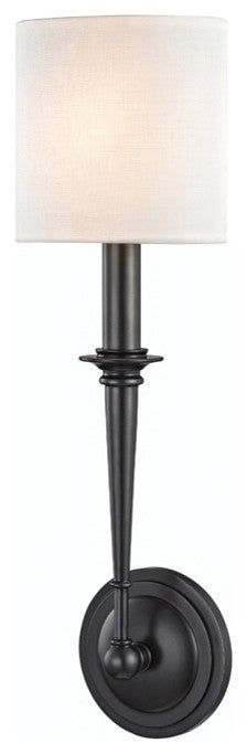 Lourdes, 1-Light Wall Sconce, Old Bronze Finish, Off White Linen Shade