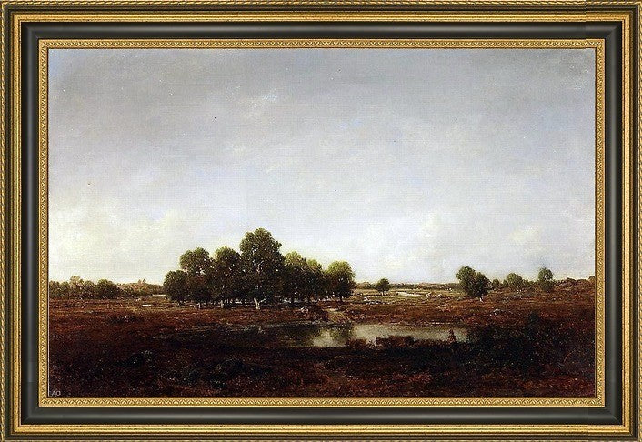 Theodore Rousseau Marsh Land Framed Premium Canvas Print, 18"x27"