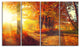 Autumnal Trees in Sunrays, Large Landscape Canvas Art Print, 48"x28", 4 Panels