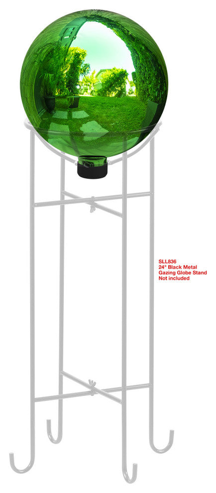 10" Diamater Indoor/Outdoor Glass Gazing Globe Festive Yard DÃ©cor, Green