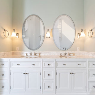 Oval Beveled Frameless Mirror, 18"x24"