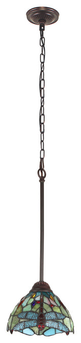 Empress Tiffany-Style Dark Bronze 1 Light Mini Pendant 8" Wide