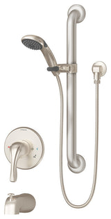 Origins Single Handle Tub and Hand Shower Faucet Trim, Satin Nickel, 1.5 gpm