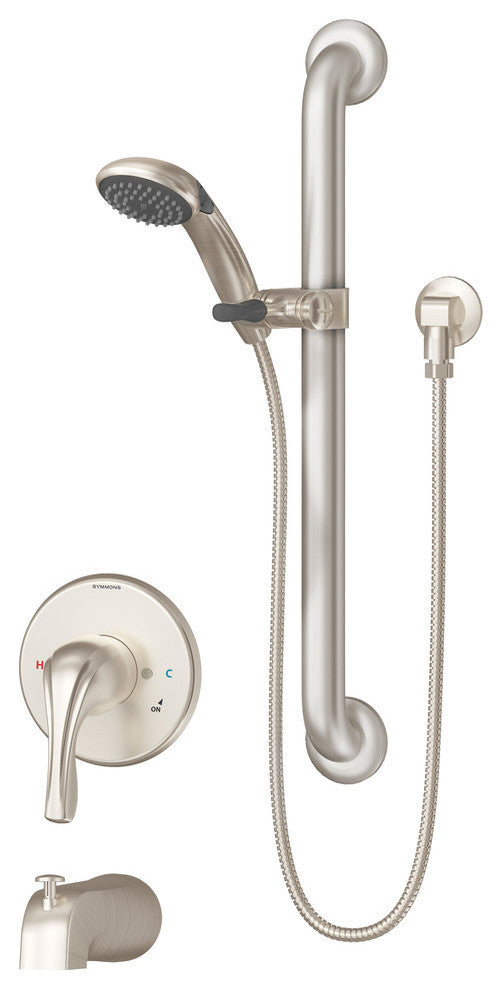 Origins Single Handle Tub and Hand Shower Faucet Trim, Satin Nickel, 1.5 gpm