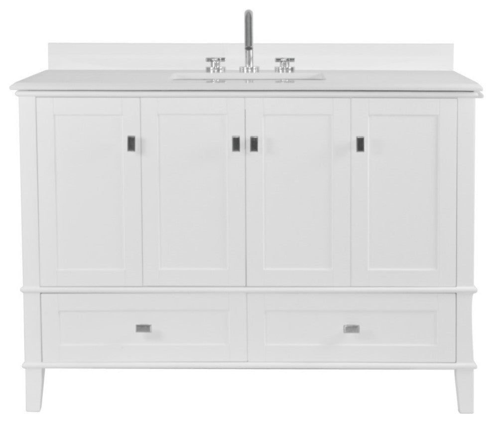 49" Single Vanity, White With Engineered Stone Top
