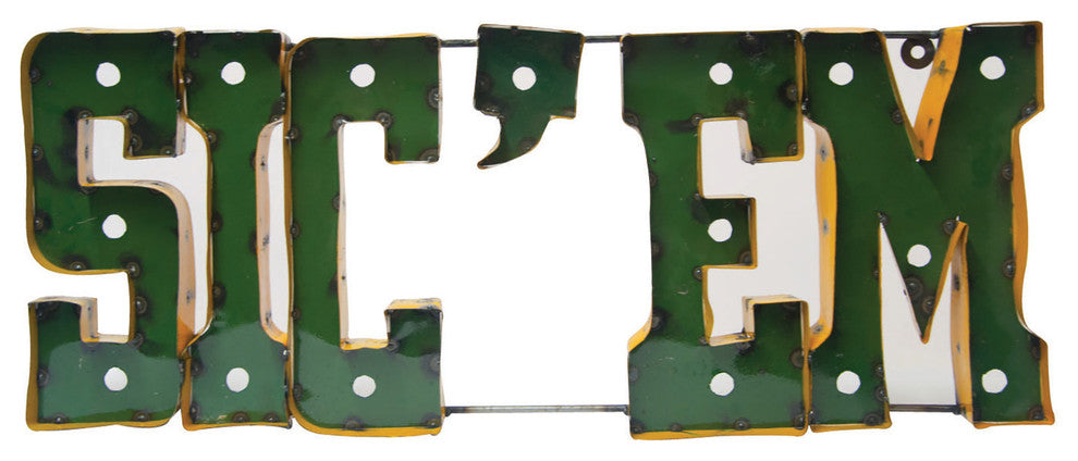 Illuminated Baylor Bears Sicem Recycled Wall Decor