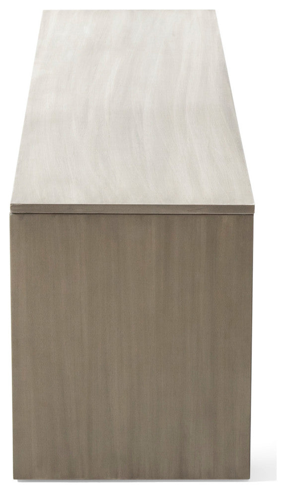 Hyde Farmhouse Acacia Wood Dining Bench, Light Gray Oak