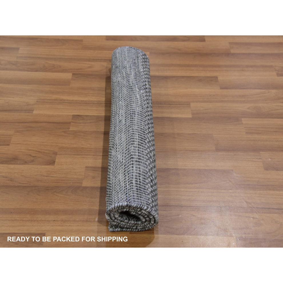 Echo Gray Hand Knotted Pure Dyed Wool Grass Design Mat Rug, 1'11"x3'1"
