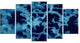 Cloudy Abstract Blue Texture, Contemporary Canvas Art Print, 60"x32", 5 Panels