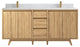 Madison Teak 72 Double Sink Bath Vanity in Light Natural 1.5" Empira Quartz