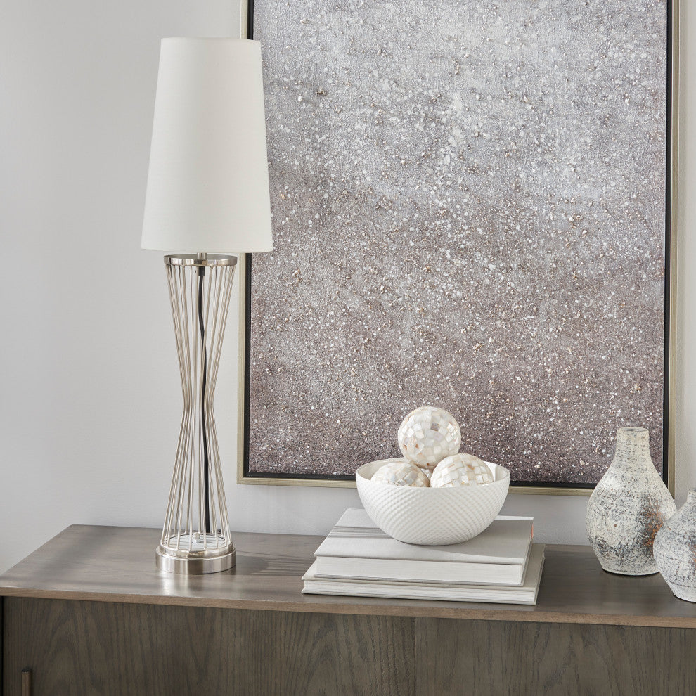 Nourison AKT01 Table Lamp, Silver, 8" x 8" x 33"