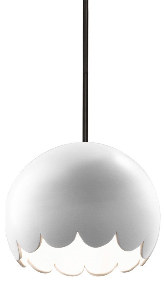 Radiance Scallop Pendant, Gloss White, Matte Black, Rigid Stem, E26