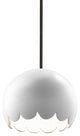 Radiance Scallop Pendant, Gloss White, Matte Black, Rigid Stem, E26