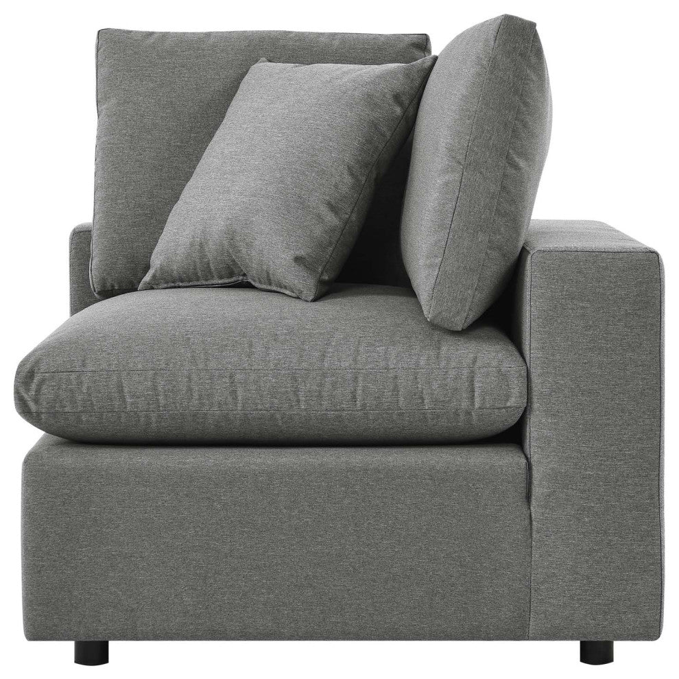 Modular Lounge Sofa Corner Chair, Charcoal Gray, Modern, Outdoor Patio