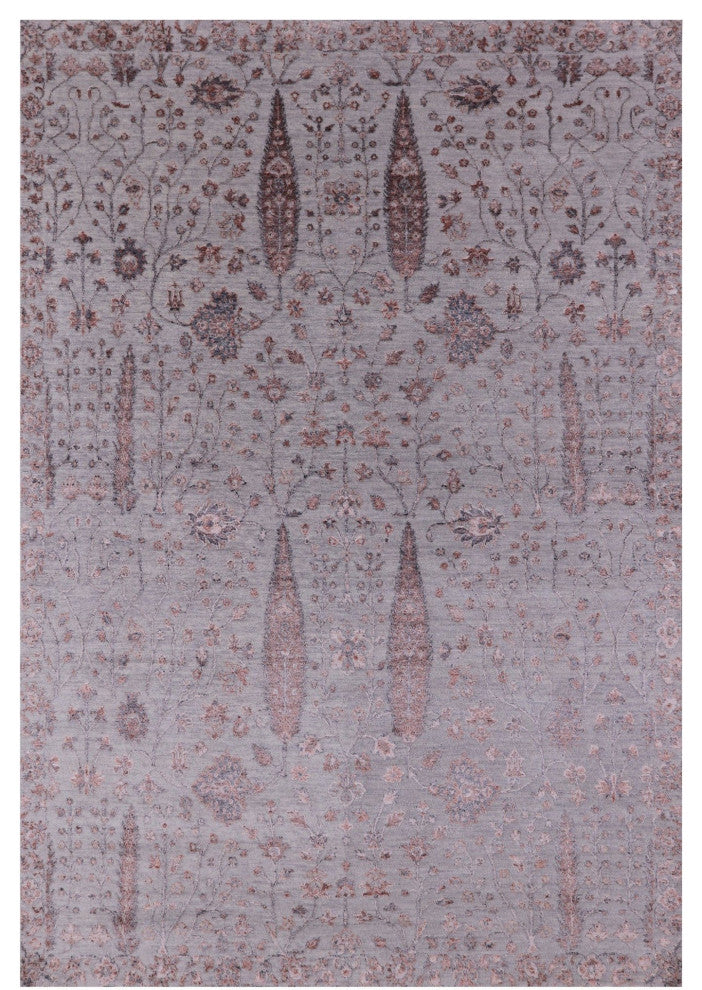 Cypress Tree Hand Knotted Wool and Silk Rug 6' 5" X 9' 4" Q7066