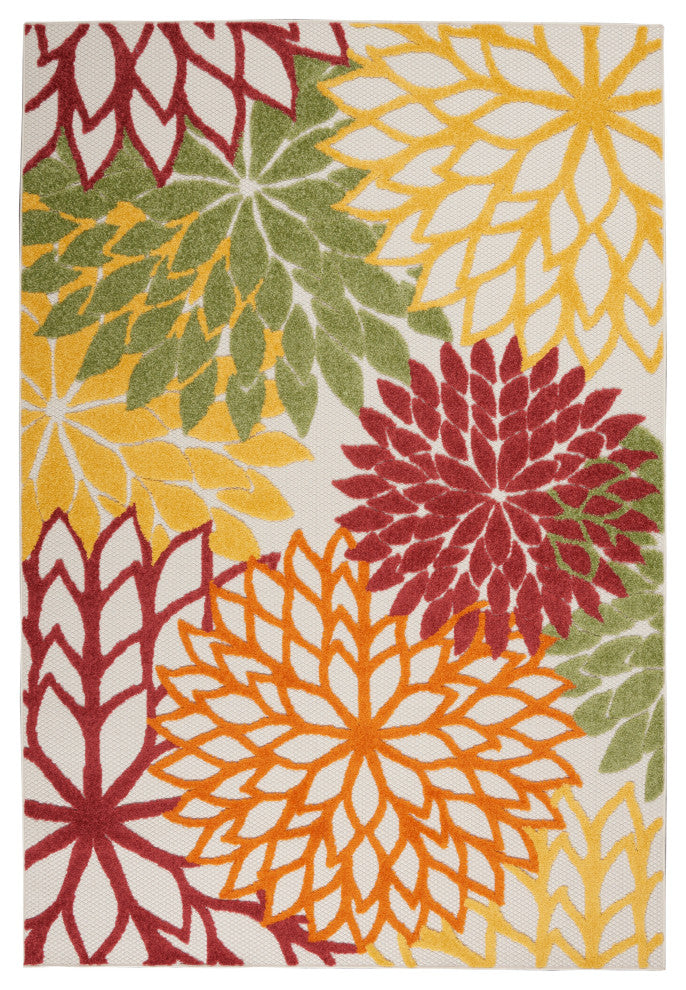 Nourison Aloha 6' x 9' Red Multi Colored Tropical Area Rug