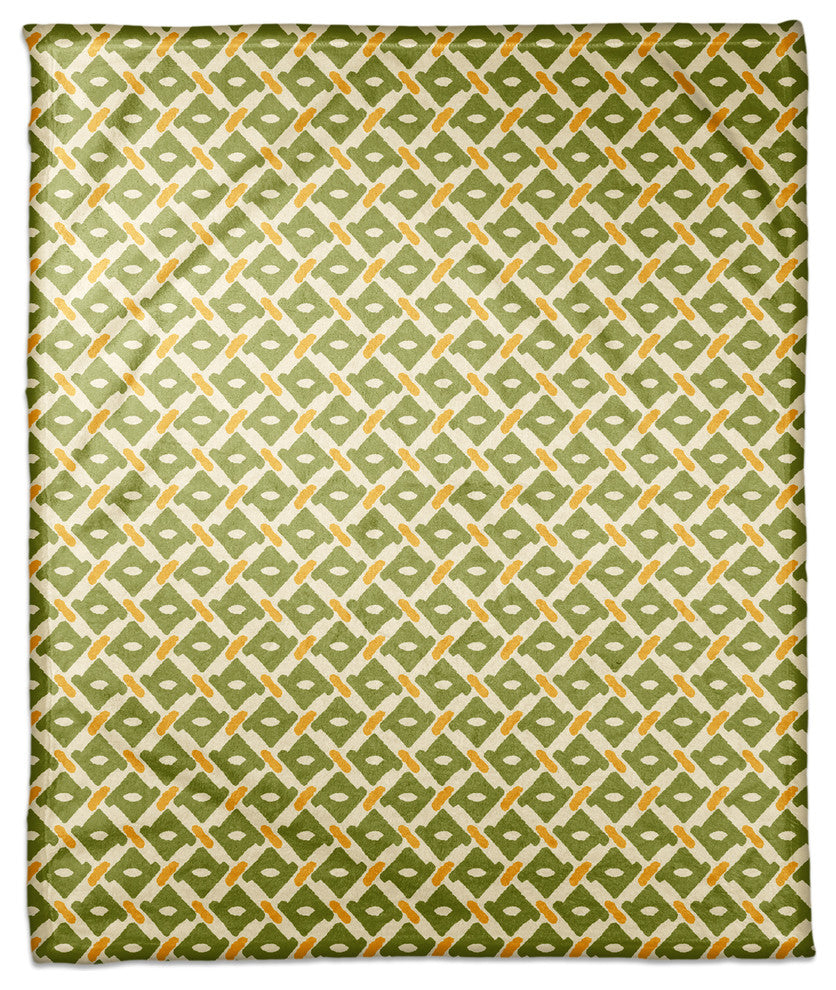 Whimsical Diamond Pattern in Green Fleece Blanket
