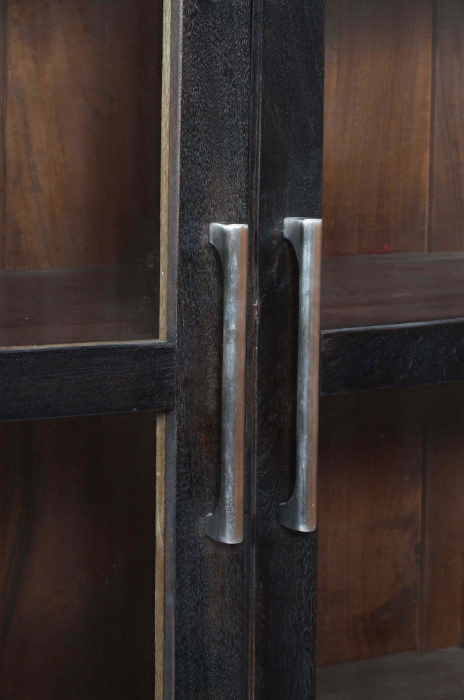 Fernious Tall Cabinet, Dark Gray Finish on Mango Solid Wood