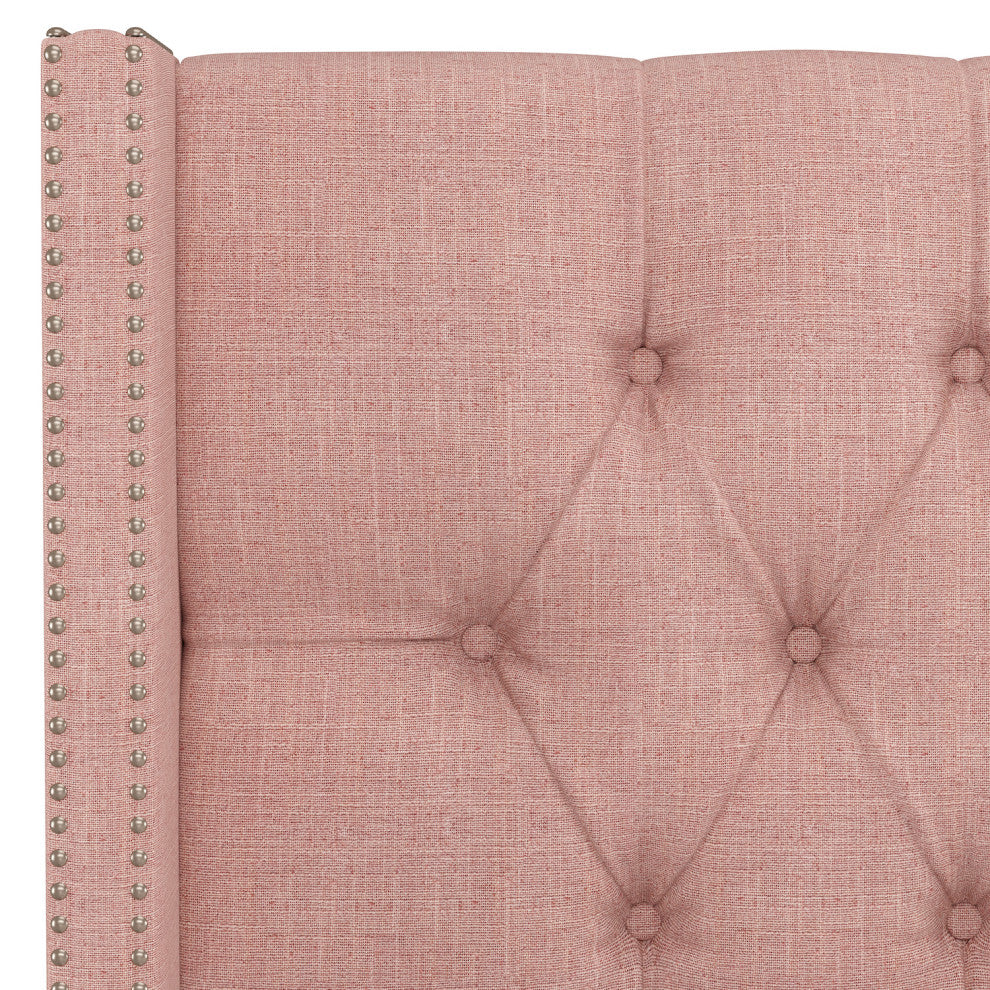 Monarch King Tufted Wingback Headboard, Zuma Rosequartz