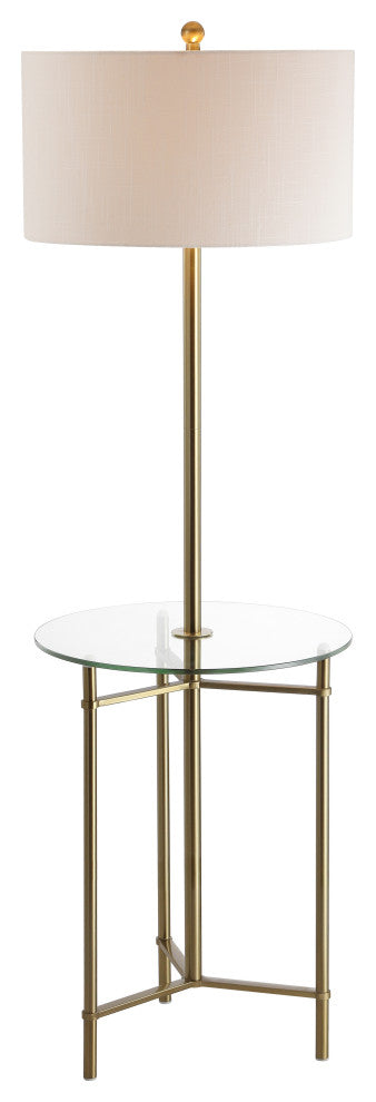 Charles 59" Metal, Glass LED Side Table and Floor Lamp, Brass