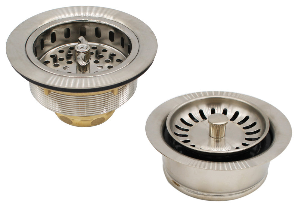 CO2155S Combo 3.5" Wing Nut Twist Style Large Kitchen Sink, Satin Nickel