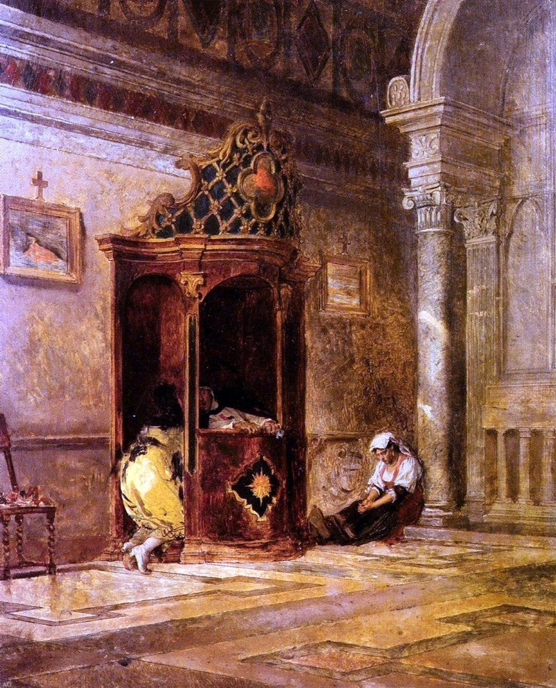 Eduardo Zamacois Y Zabala Rival Confessors, 20"x25" Gallery Wrapped Canvas