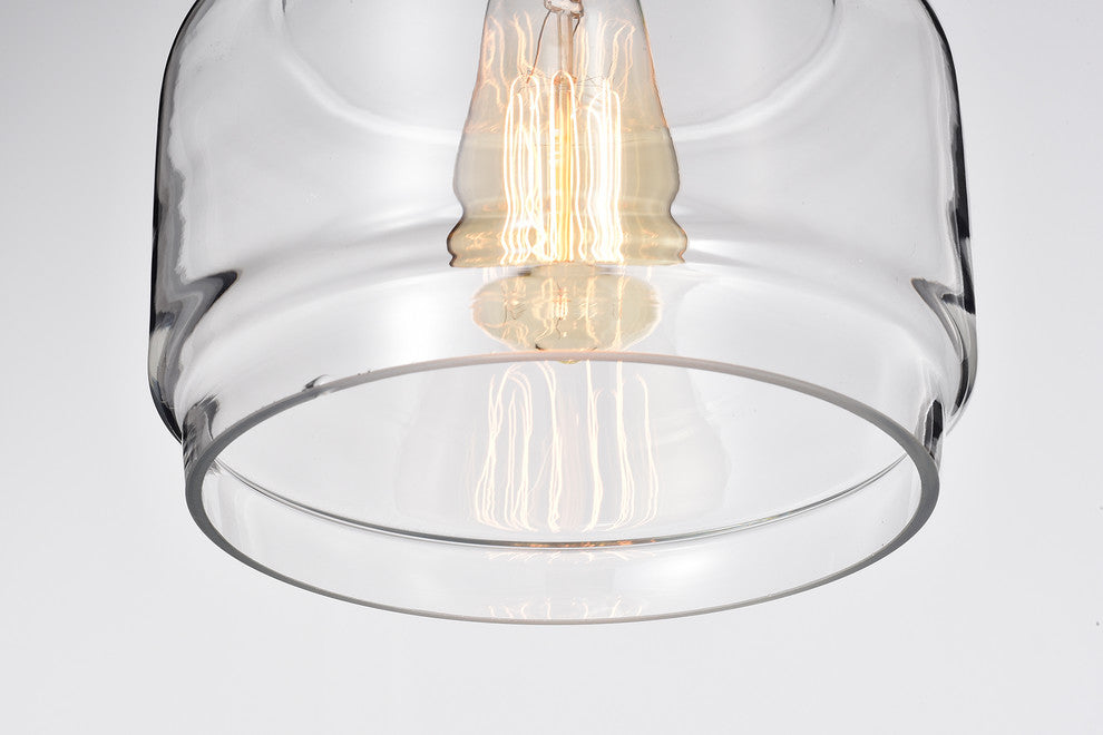 1-Light Brushed Nickel Inverted Jar Glass Shade Mini Pendant Ceiling Fixture