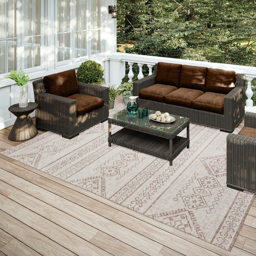 Indoor/Outdoor Sedona SN14 Putty Machine Washable 8' x 10' Rug