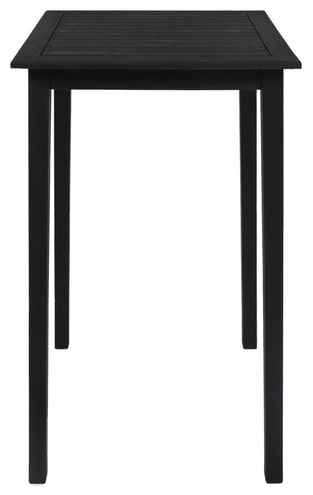Teresa Outdoor Minimalist Acacia Wood Square Bar Table, Dark Gray