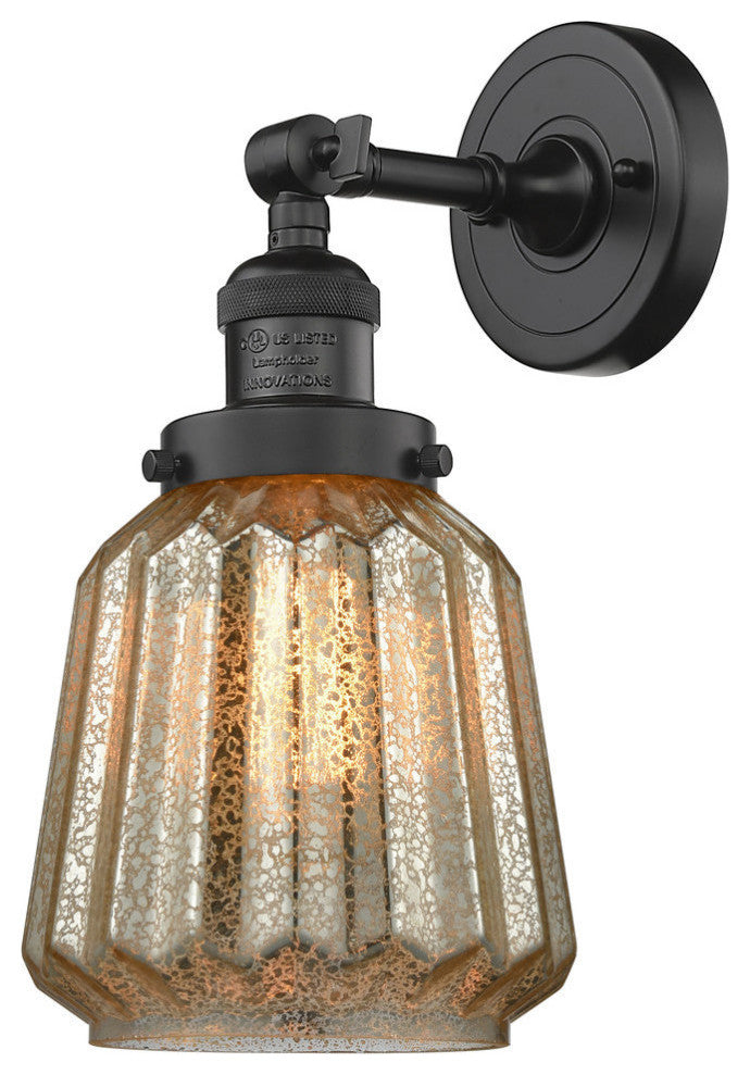 Chatham 1-Light Sconce, Mercury Fluted Glass, Oil Rubbed Bronze