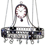 Large Oval Iron Clock Pot Rack, Double Sided Hanging