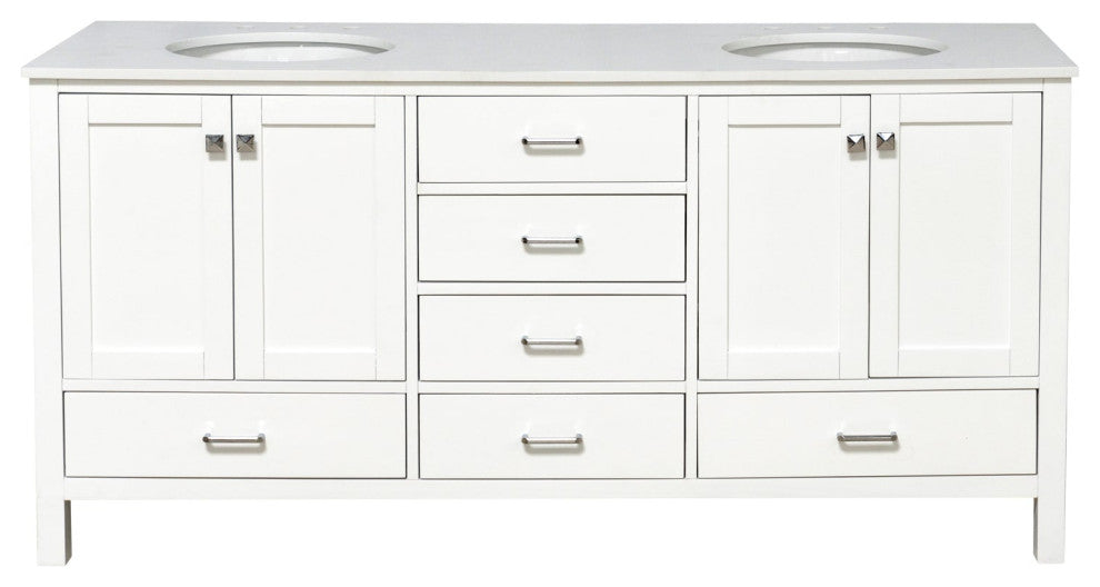 Horizon 72" Double Bathroom Vanity, White, Engineered White