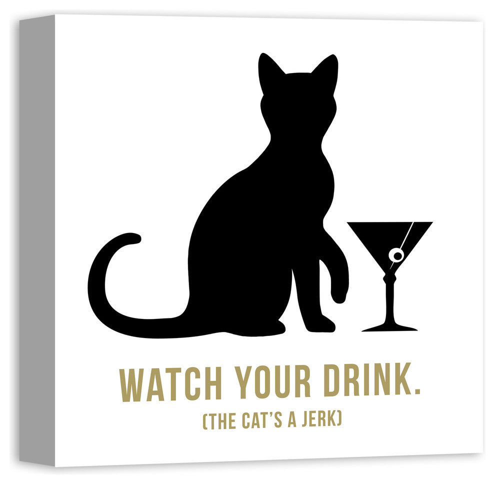 Designs Direct Creative Group Jerk Cat Martini 16x16 Canvas Wall Art
