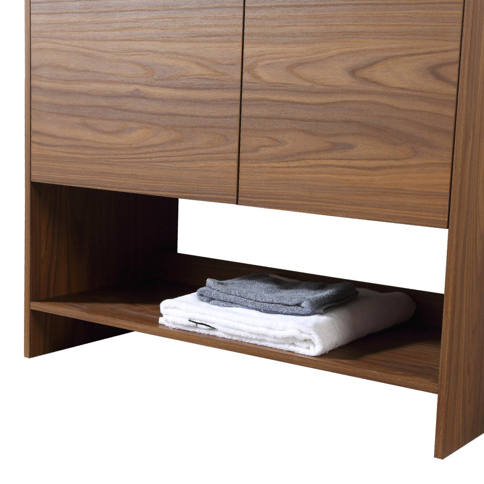 Phoenix Bath Vanity With Ceramic Sink - Full Assembly Required, Walnut, 36 Inch
