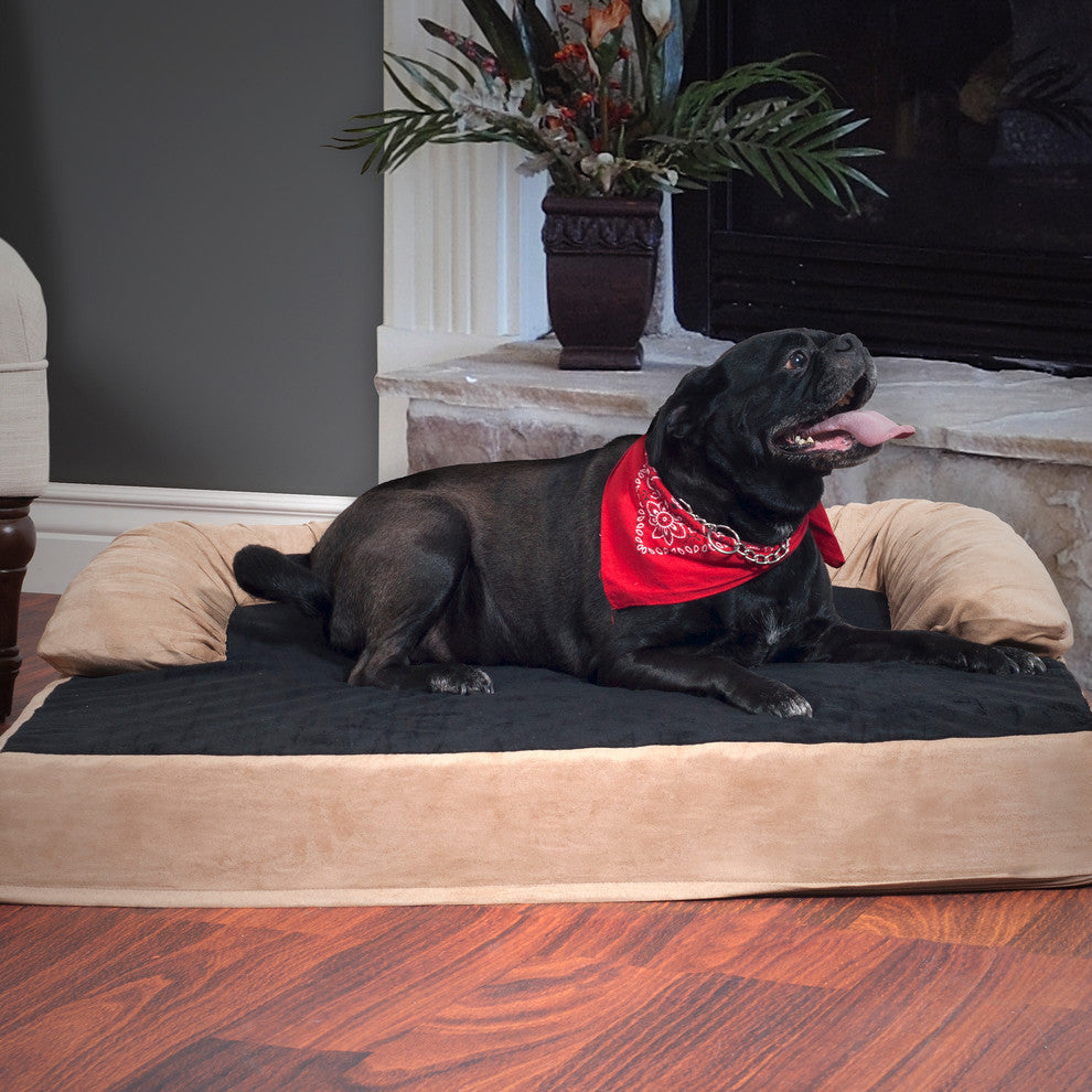 Orthopedic Memory Foam Pet Bed with Bolster, Large