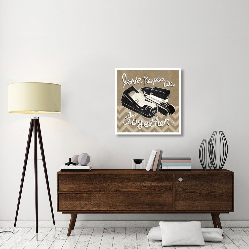 "Love Keeps Us Together Taupe" Digital Paper Print by Mary Urban, 32"x32"