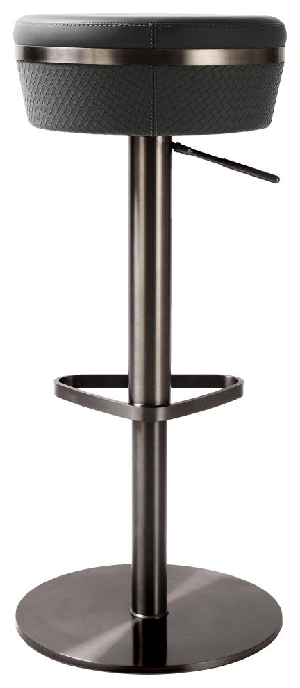 Astro Gray Woven Vegan Leather Adjustable Stool